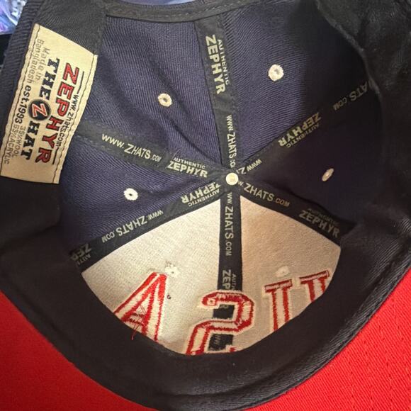 Zephys Usa Hat Cap Adjustable SnapBack Flat Brim American Flag Embroidered Logo - Picture 3 of 4